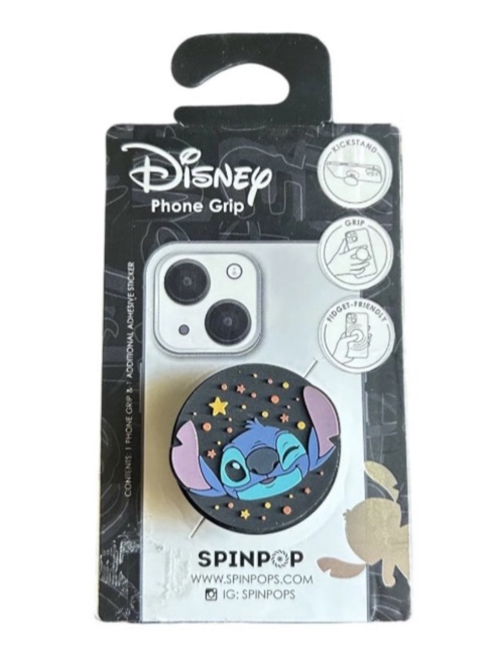 Disney Phone Grip Spin Pop Adjustable Phone Holder Stitch Winking Space Stars